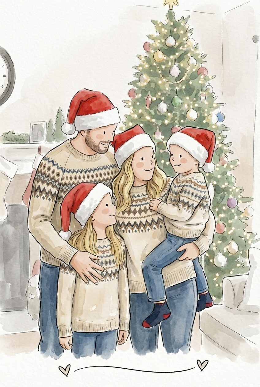 Christmas family illustration